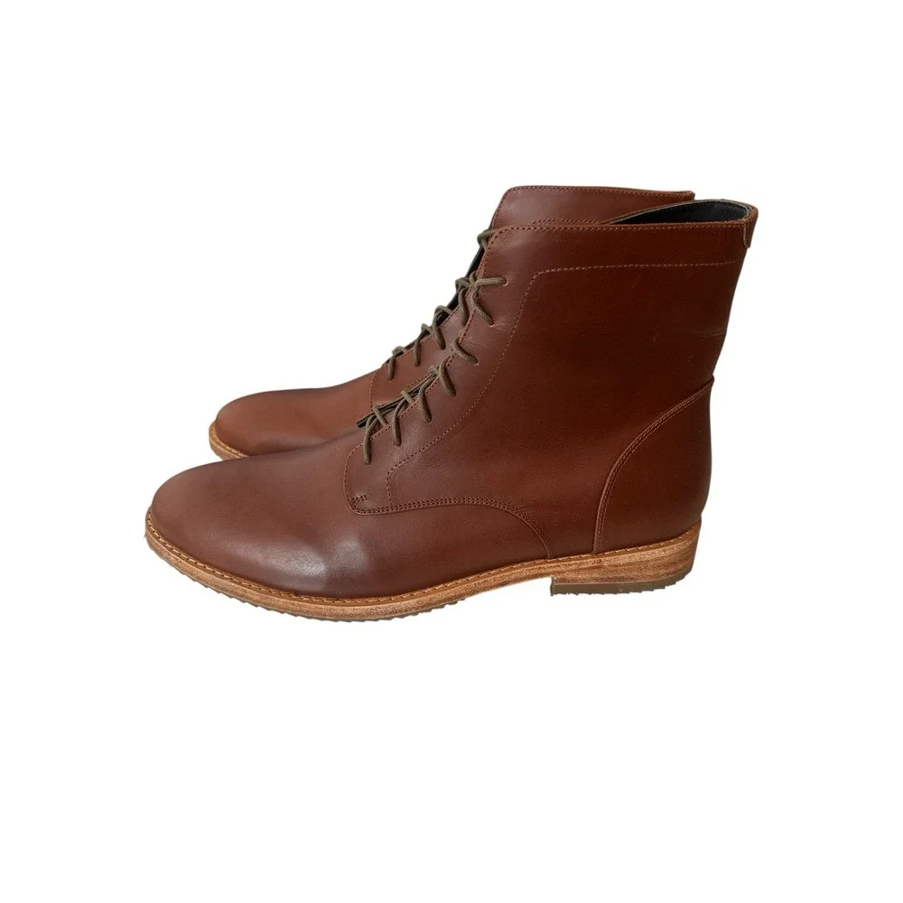 New NISOLO Everyday Lace Up‎ Boot Mens Size 10.5 Brandy Designer Career Office
